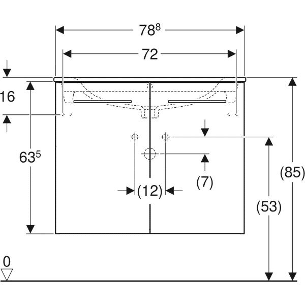 MOBILIER 80 CM SELNOVA SQUARE CU LAVOAR, DOUA USI,NUC AMERICAN HICKORY